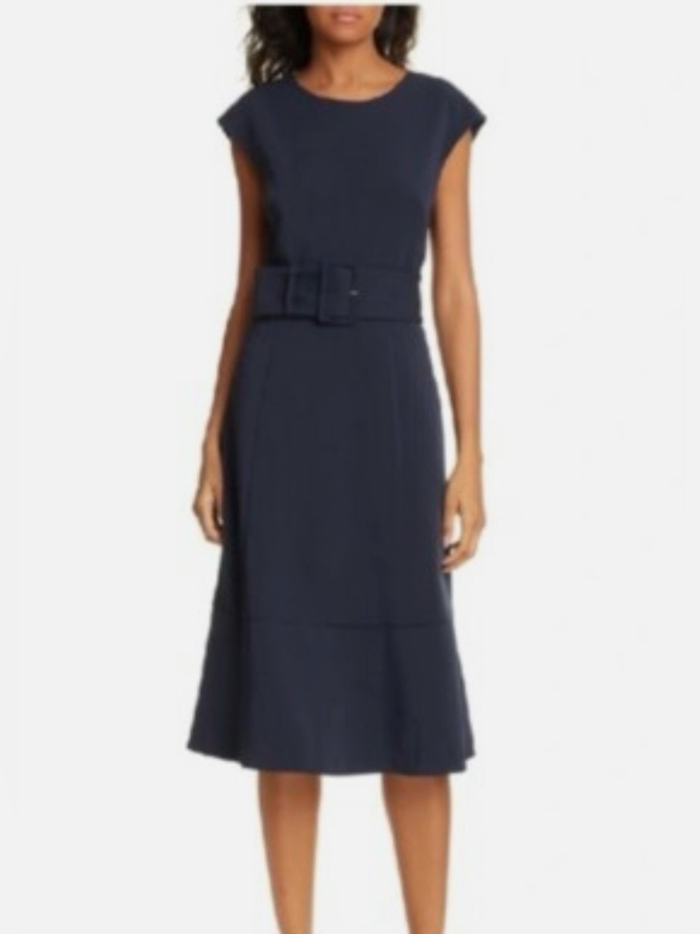 Club Monaco LaMantas Belted Midi Dress, Navy, Size 2